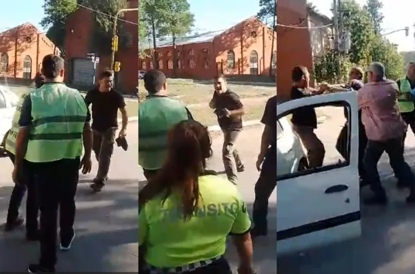 Violenta pelea en control de tránsito entre un expolicía y un inspector