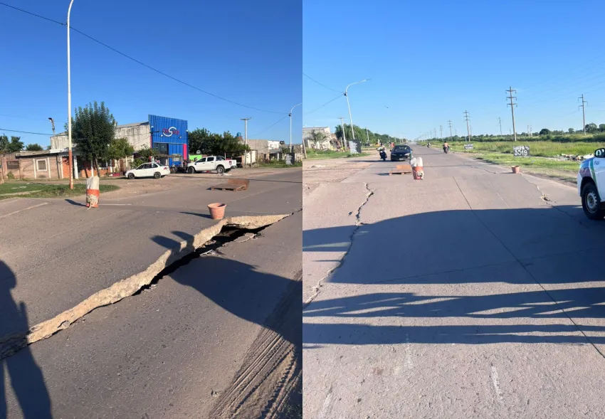 El calor provocó el colapso del pavimento en la avenida Soberanía Nacional