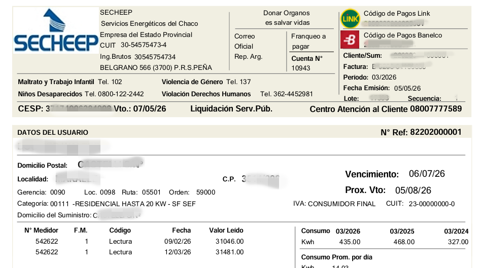 SECHEEP confirmó un nuevo aumento en la tarifa eléctrica a partir de junio