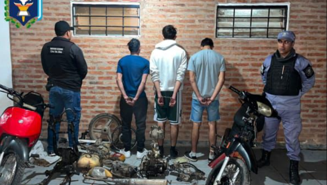 Detuvieron a tres jóvenes en Colonia Elisa con motopartes robadas