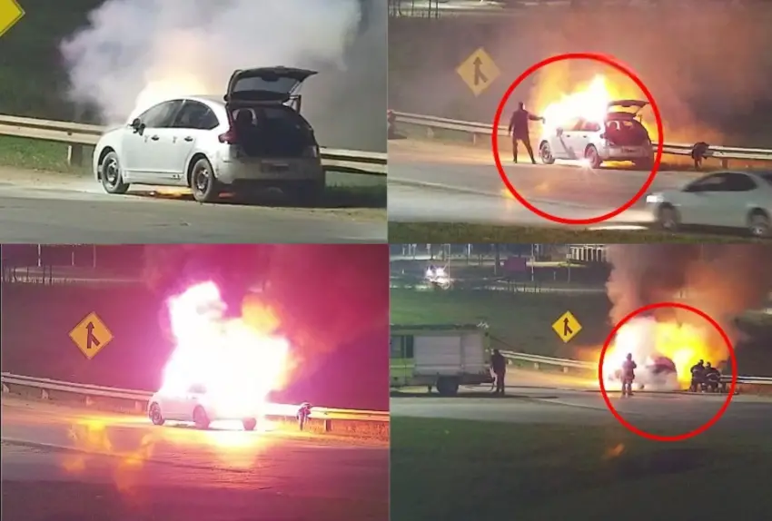 Un Citroën C4 se incendió por completo en la Ruta Nacional N° 16