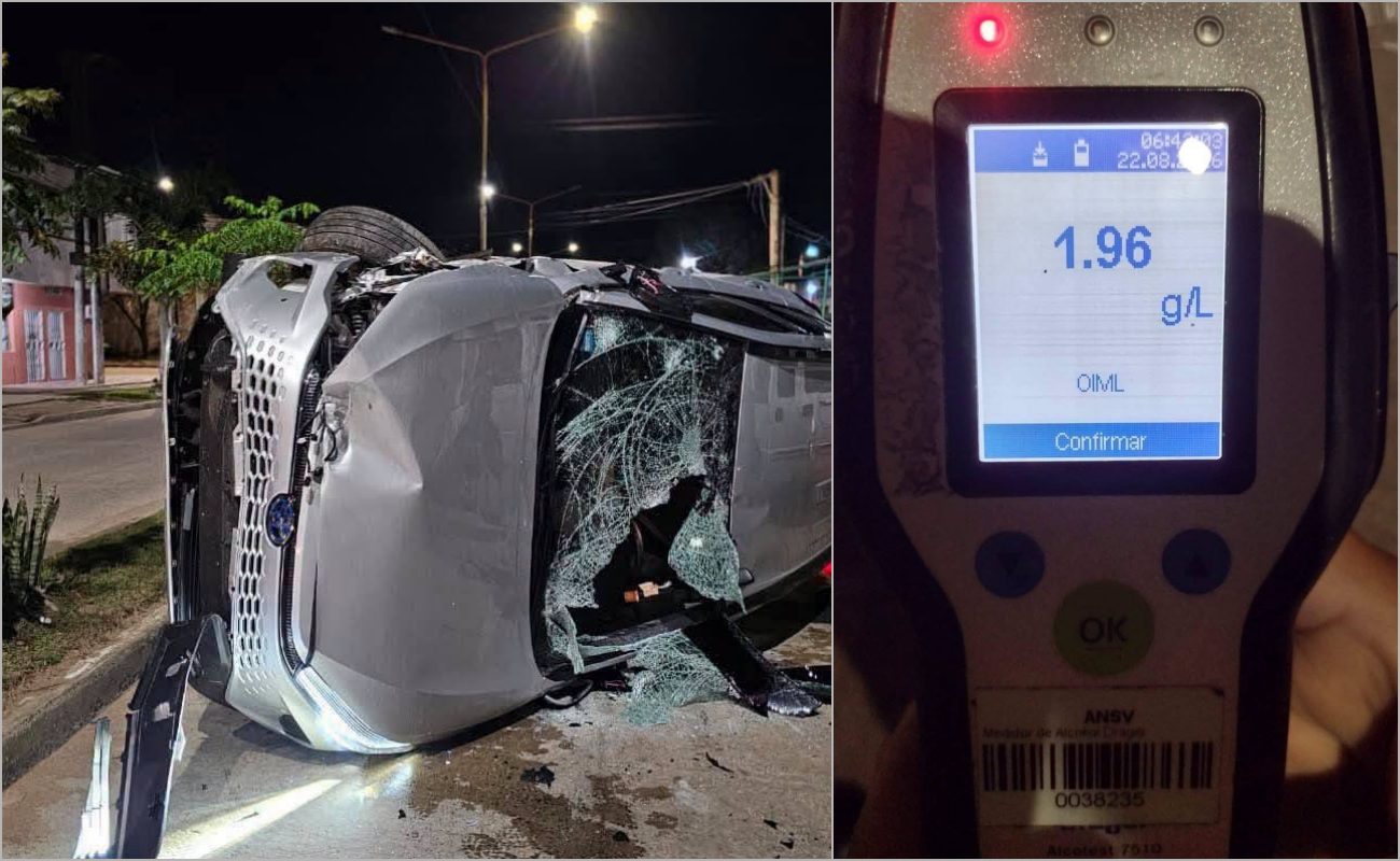 Un conductor con 1,96 g/l de alcohol en sangre colisionó contra dos camionetas estacionadas