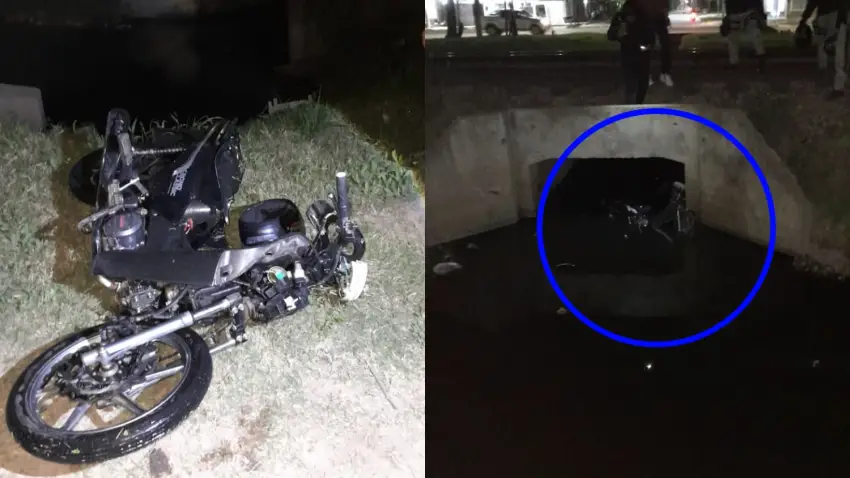 Charata | Un joven cayó con su moto a un canal y sufrió graves fracturas