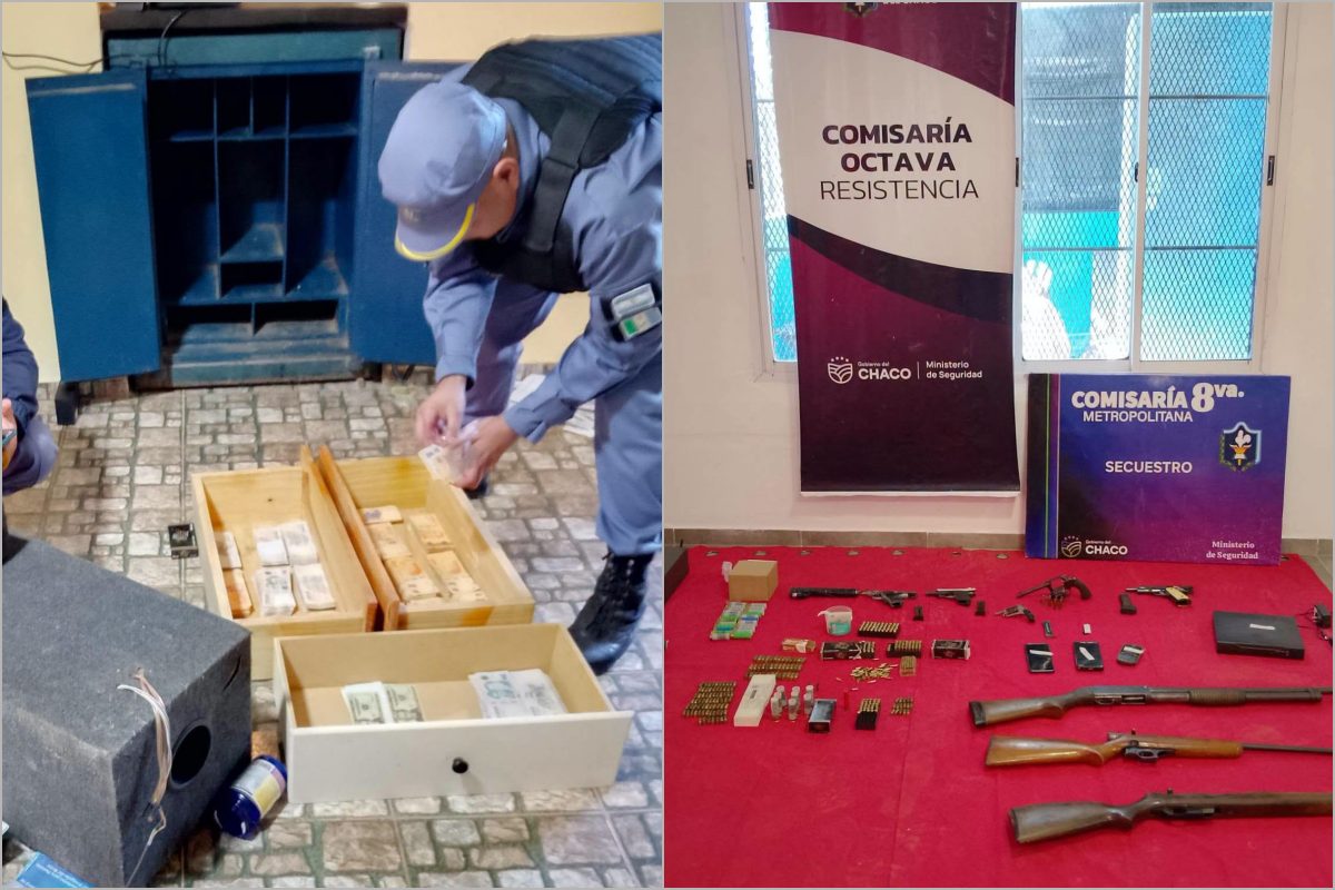 Golpe al crimen organizado en Resistencia: desbaratan una banda dedicada al acopio de armas y secuestran millones de pesos