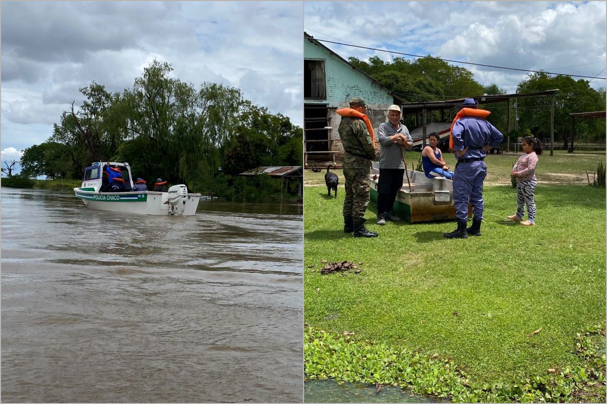 La Policía del Chaco refuerza patrullajes por la crecida del río Paraná